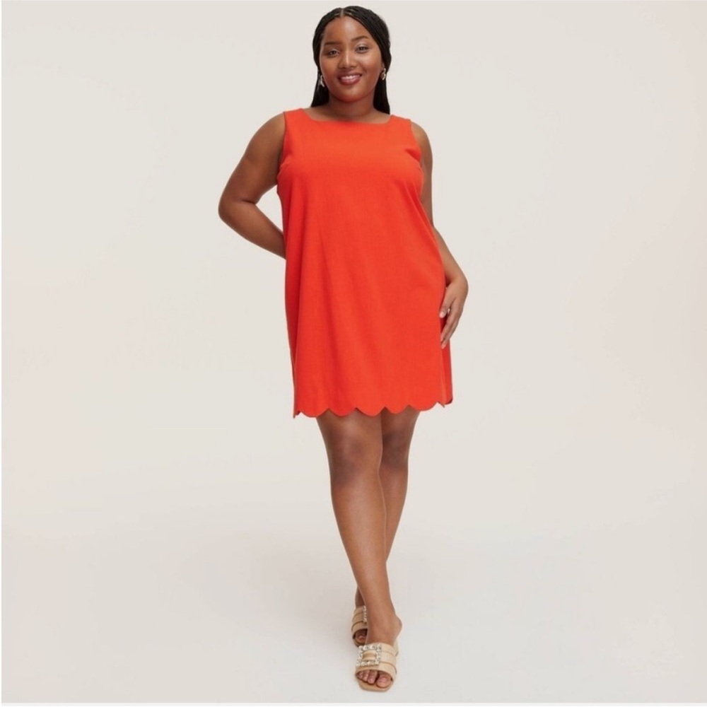 Kate Spade x Target Red/Orange Scalloped Mini Shift‎ Dress Size XL